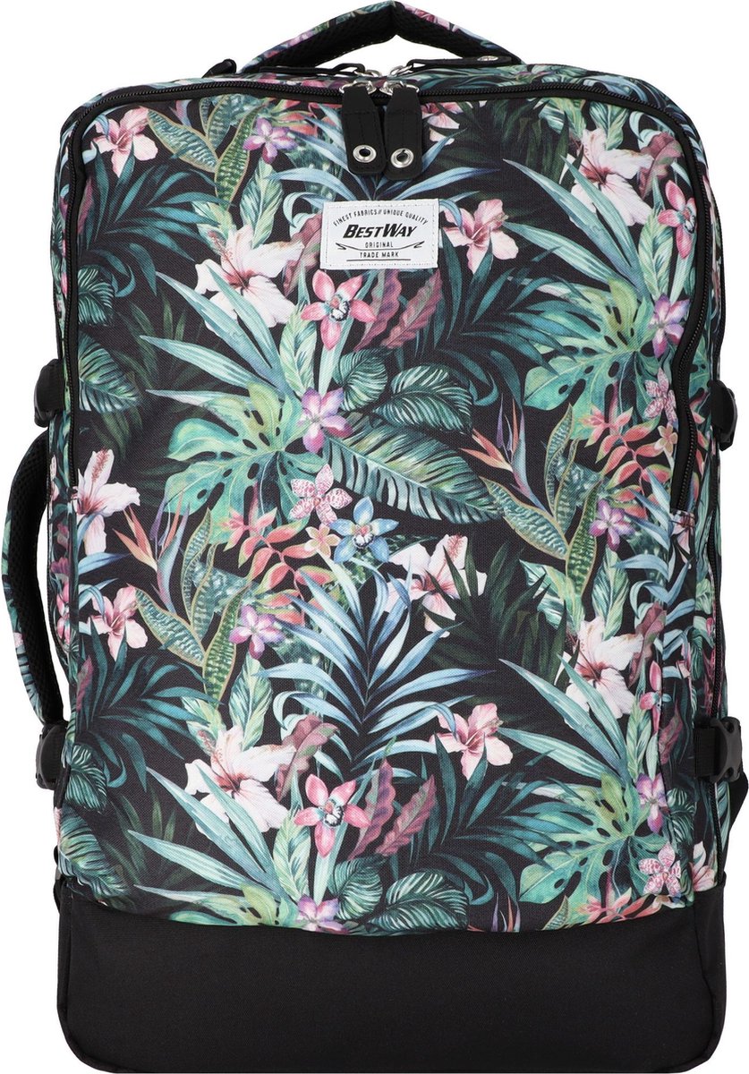 Bestway Cabin Pro Handbagage Rugzak 15'' Flower Zwart