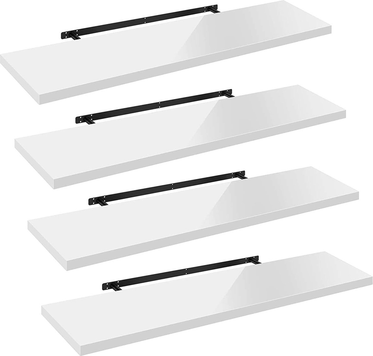 Set van 4 Wandplanken - Displayplanken - Opbergrekken - Duurzaam MDF - Veelzijdig en modern - Eenvoudige installatie - 120 cm x 22,9 cm x 3,8 cm