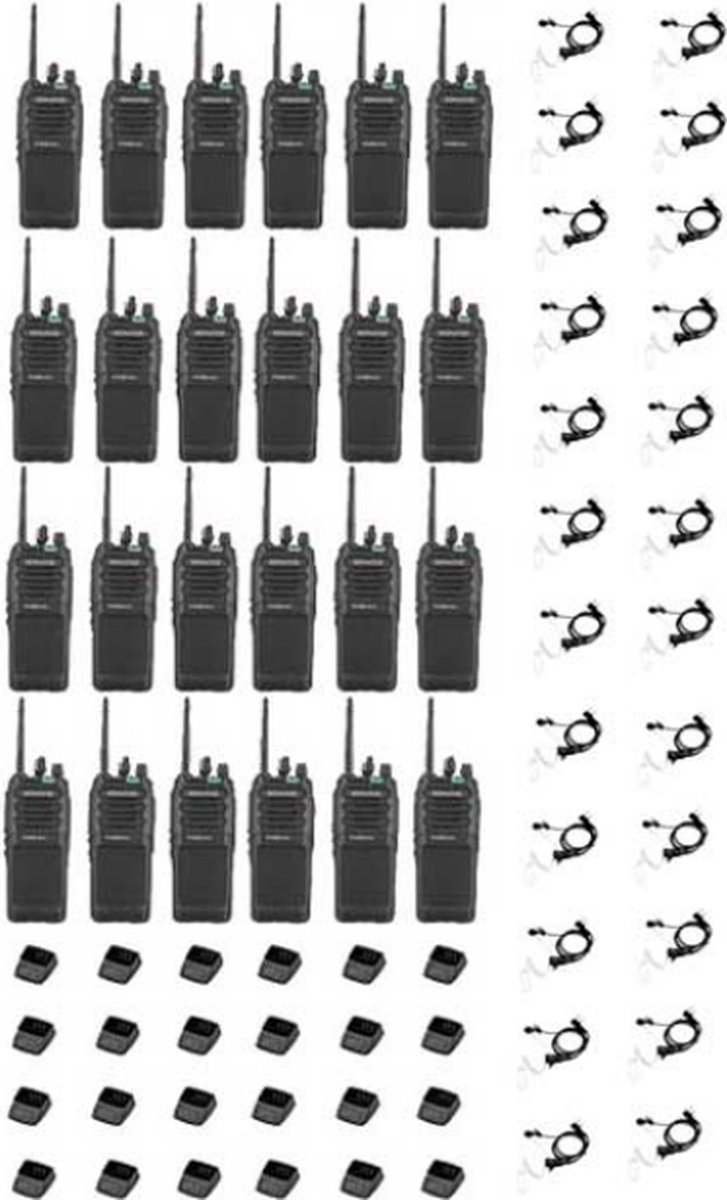 Set van 24 Kenwood TK-3701D IP55 Portofoon met beveiliging oortje en tafellader