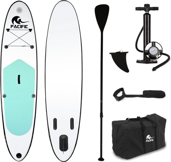 Pacific Special Edition Sup Board - 305 cm - Tot 100 kg - Wit/Groen