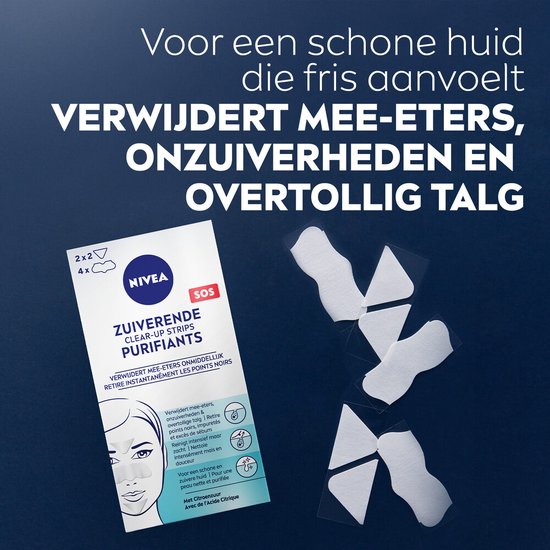 NIVEA Zuiverende Clear-up Strips - Neusstrips Meeeters - Blackhead Remover - Mee eters verwijderen - Pimple Patch - 6 stuks