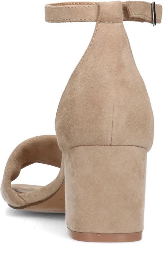 Manfield - Femme - Sandales à talons en daim beige - Taille 38