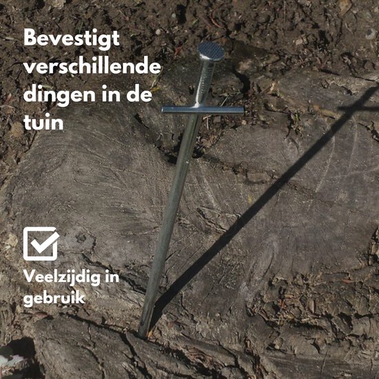 Tentharing - 30 Stuks - Ø6 x 230mm / 35mm - Stalen Staaf - Stormharing Grondpen - T-vorm van Merkloos — afbeelding 5