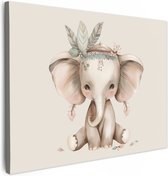 Peinture sur toile 40x30 cm - Décoration murale chambre enfant Éléphant - Bohème - Animaux - Boho - Décoration murale murale chambre bébé - Décoration chambre garçon et fille - Accessoires Bébé - Peintures