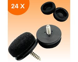 FLOOQ Pro Click-on Stoelpootdoppen 35mm - Vervangbaar vilt - 24 Stuks - Zwart