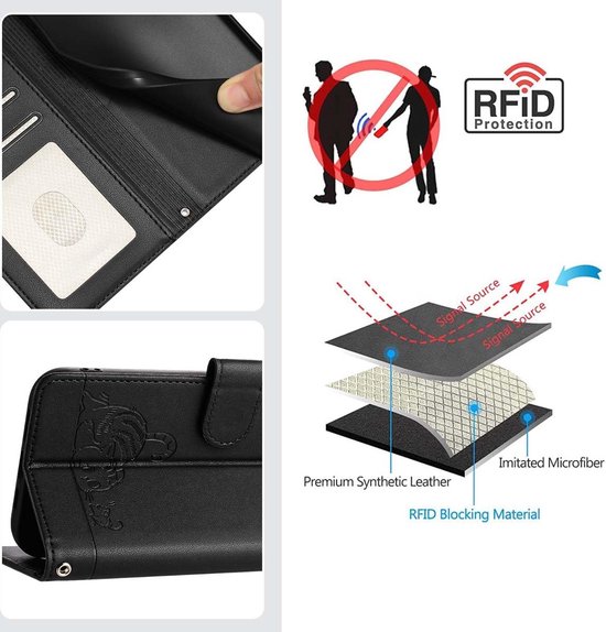 Convient pour Oppo Reno 12 Pro 5G - Étui portefeuille en cuir magnétique - Porte-cartes - Book Case - Zwart