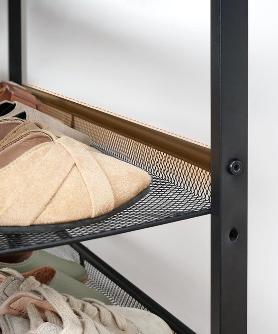 VASAGLE Kapstok met schoenenrek, entreekast met bank, 3-in-1, frame van