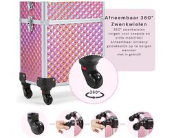 3-in-1 Kapperskoffer - Kapperstrolley - Mobiele Koffer voor Kappers - Beauty Koffer - Pedicure Koffer - Nagelstyliste Koffer - Visagie Koffer - Schoonheidsspecialiste - Roze