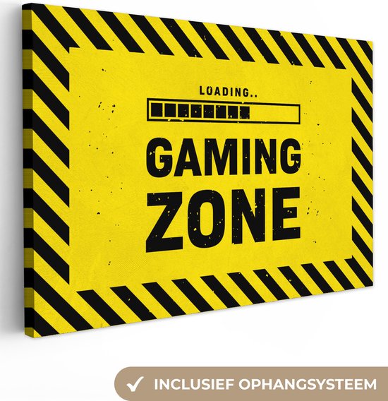 Tableau sur toile Gaming - Citations - Zone - 90x60 cm - Décoration murale - Cadeau Saint Valentin pour lui