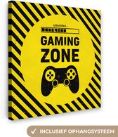 Tableau sur toile Gaming - Manette - Zwart - Jaune - 90x90 cm - Décoration murale - Cadeau Saint Valentin pour lui