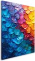 Blauw, paars, geel, oranje, rood