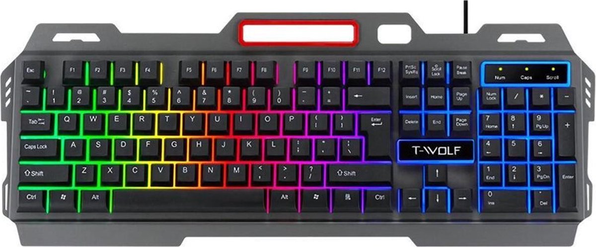 Gaming keyboard met verlichting en telefoonhouder - game toetsenbord - backgroundlight - achtergrondverlichting - LED - RGB - telefoonstandaard | T16
