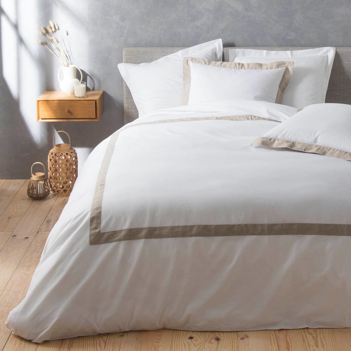 Complete bed linen with linen blend LAURALINE, 240 x 220 cm