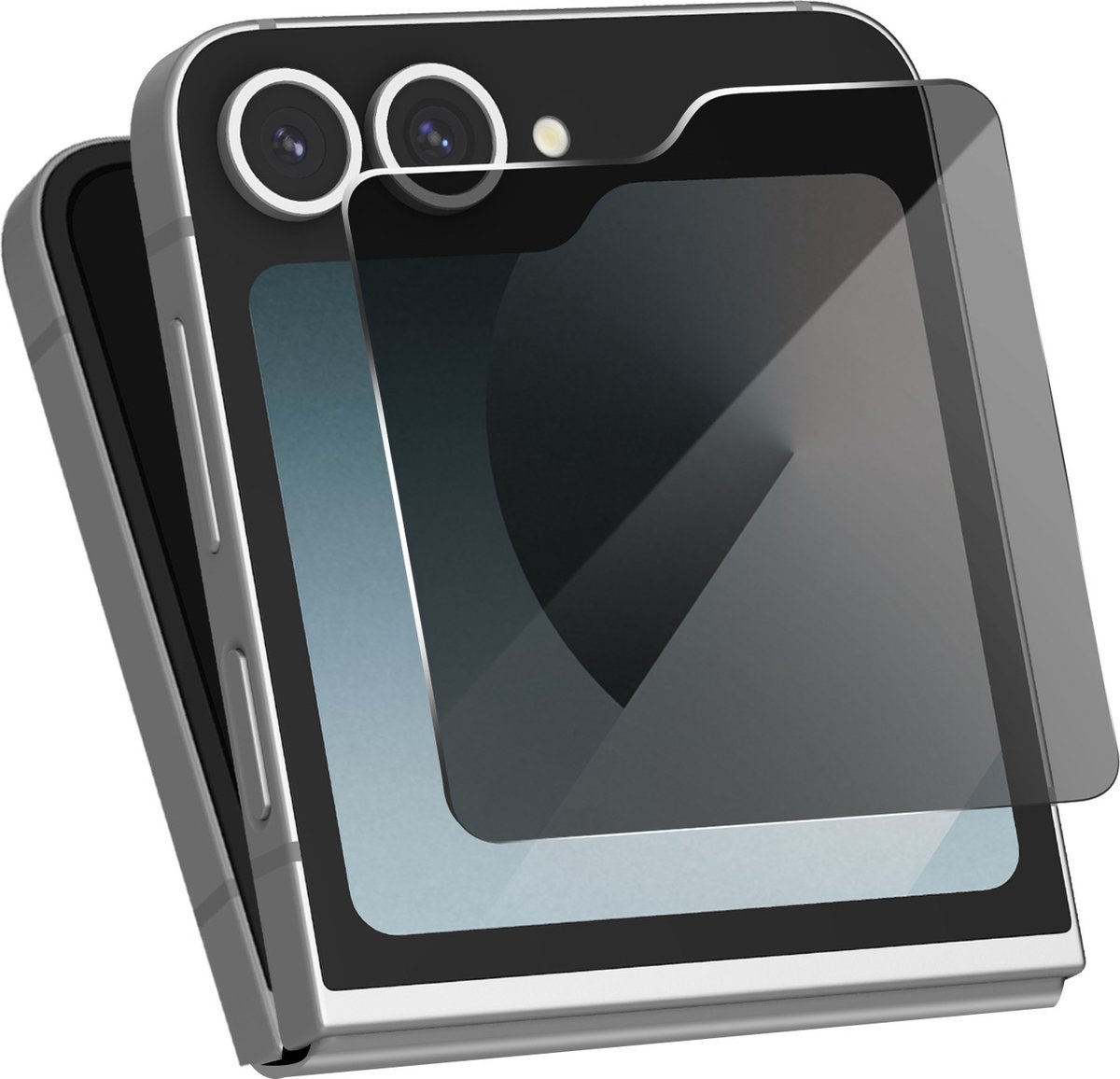 iMak, getemperd glas beschermende folie Geschikt voor Samsung Galaxy Z Flip 6 Extern scherm, Anti-spyware, Zwart
