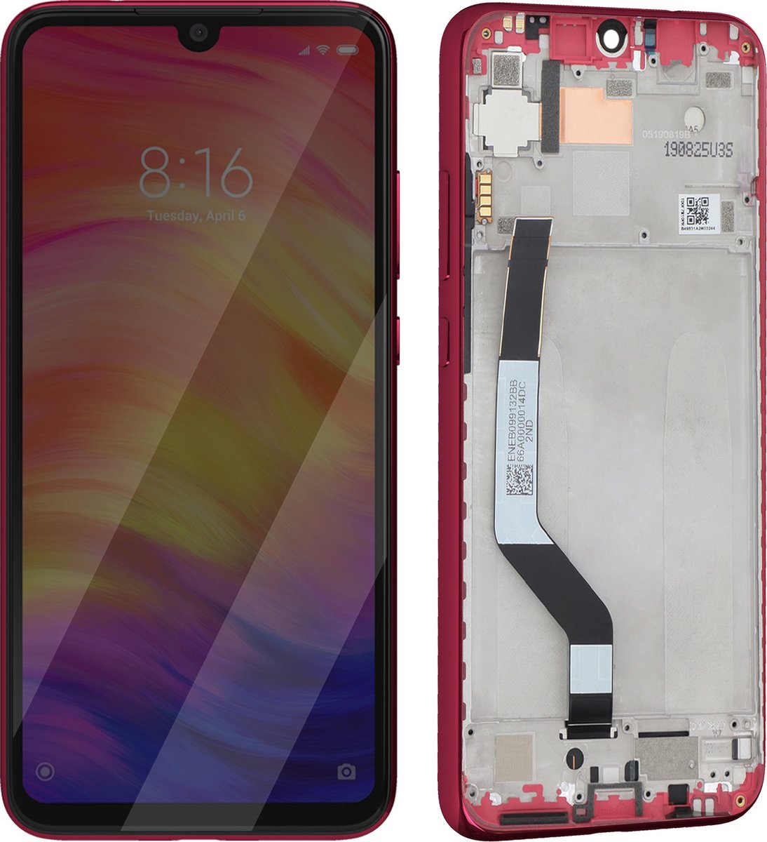 Xiaomi, Scherm + Kader voor Xiaomi Redmi Note 7 Nebula Origineel Service Pack, Rood