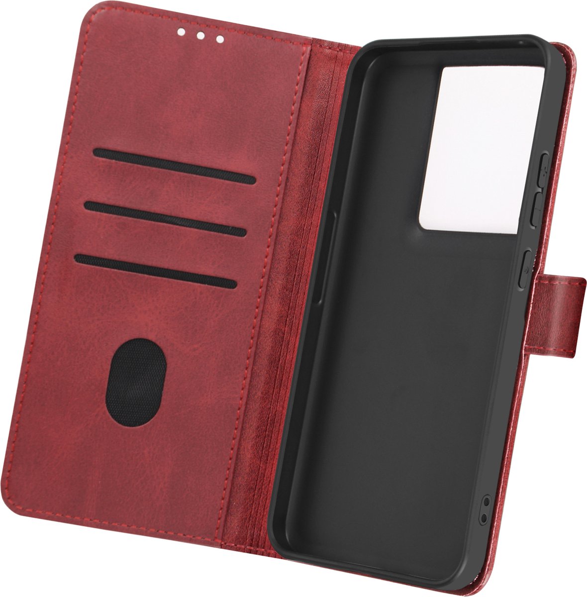 Avizar Foliohoes Geschikt voor Motorola Edge 50 Pro Portemonnee met handriem, Rood