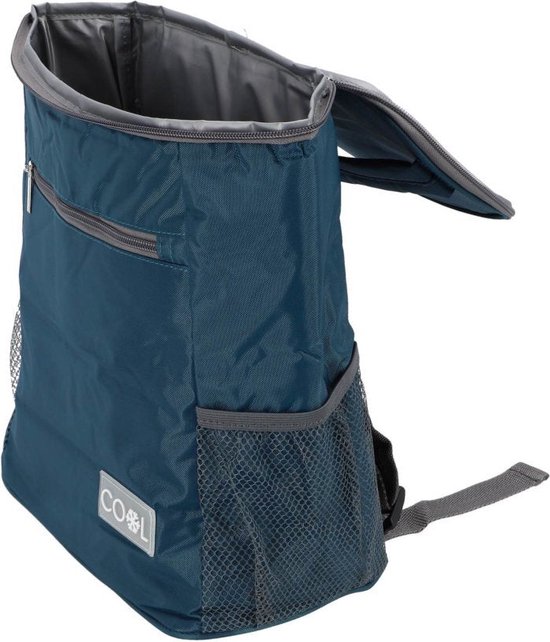 Strand/camping koeltas - Rugtas/rugzak model - 23 x 15 x 36 cm - 2 vakken - blauw van Merkloos — afbeelding 5