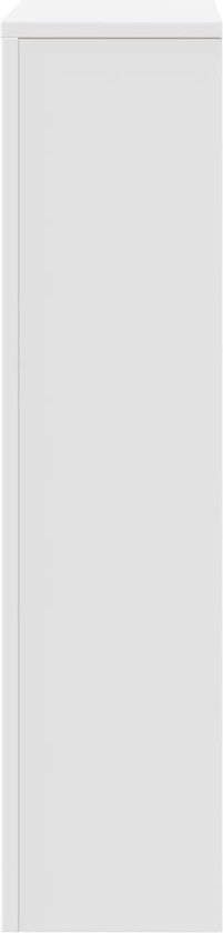 Zijaanzicht van de witte radiatorombouw.