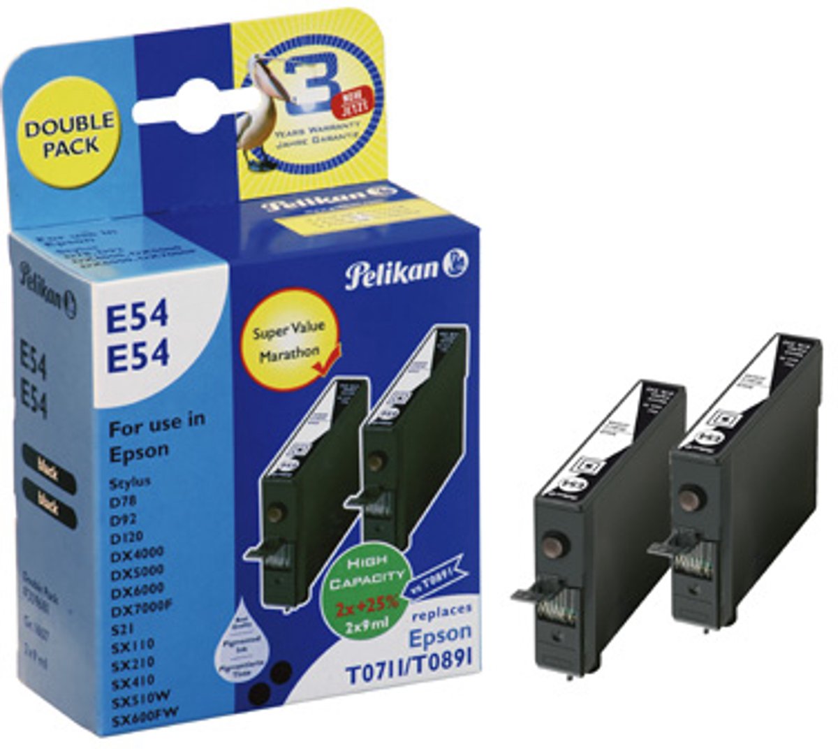 Pelikan T071140 - Inktcartridge / Zwart / 2pack