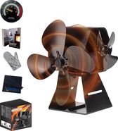 LotaHome - Luxe Houtkachelventilator - Haardventilator - Ecofan - Energiebesparing - Met Thermometer, Kachelhandchoen, Schoonmaakdoek en Informatieboek - Kachelventilator - Houtkachel Warmte Verspreider – Duurzaam - Dubbele ventilatoren - Cadeau