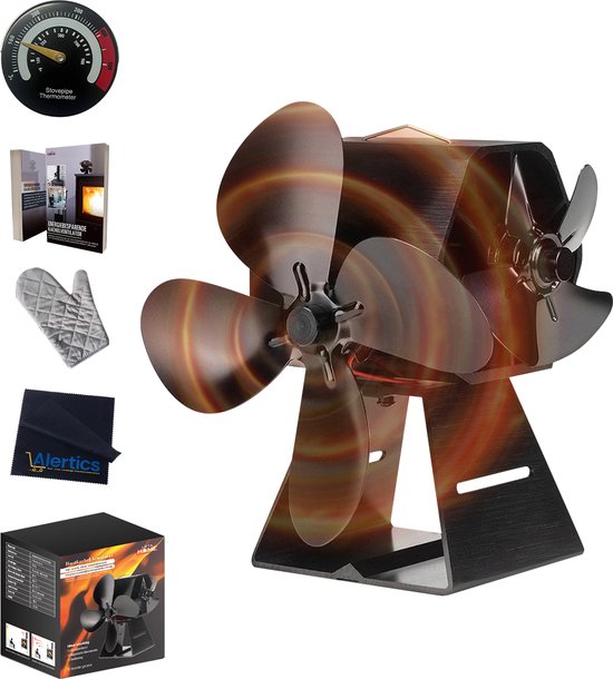 Tomersun houtbrander-ventilator, 5 vleugels, houtovenventilator