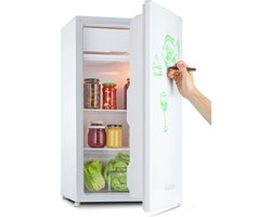 Klarstein Spitzbergen – Koelkast, energie-efficiëntieklasse E, vriesvak, ZestfulART-design: beschrijfbare deur inclusief marker, 2 deurvakken, wit, 90 liter