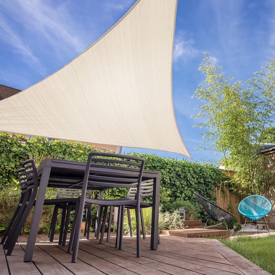 Lumaland zonnezeil inclusief nylon bevestigingskoorden, 100% HDPE met uv- beschermingsfilter, 3 x 3 m, crème