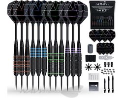 foto van Navy Strikes Dartpijlen Set 24 Gram - 108 Delige Set - 12 Dartspijlen - 4 Soorten Grip - Flights Darts en Dart Shafts - Darten - Incl Add-a-Gram 25 Gram
