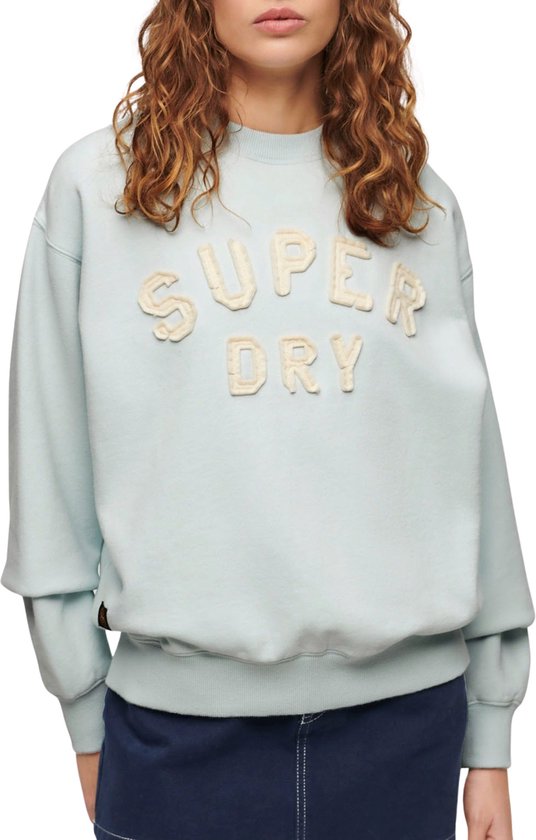 Pull Femme Superdry APPLIQUE ATHLETIC LOOSE SWEAT - Blauw - Taille S