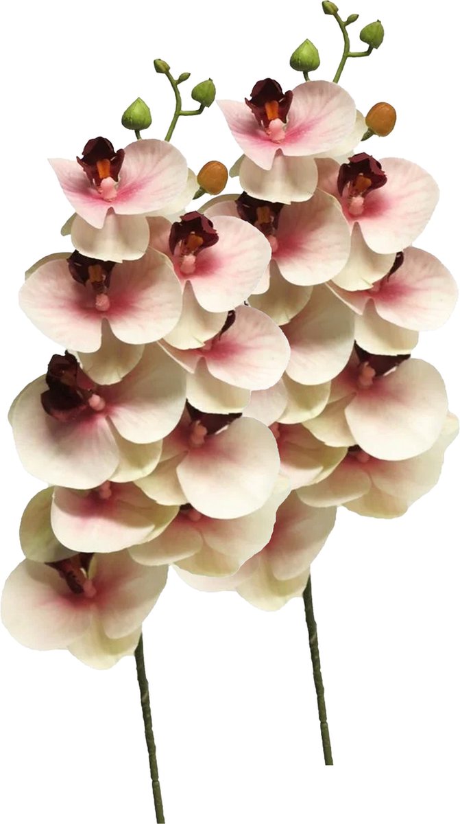 Bellatio Design Kunstbloem Orchidee Bora - 2x - roze - 77 cm - losse steel - kunst zijdebloem