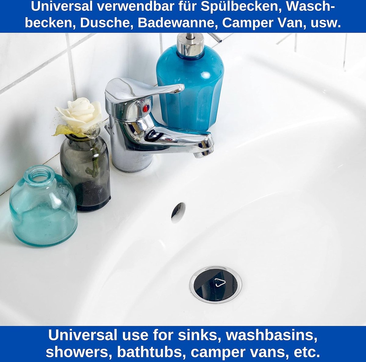 Universele Spoelbakstop, Keukengootsteenplug voor afvoeren 44 tot 41 mm, Set van 2, rubber, Zwart, Keukenplug, Wastafelplug, Keukengootsteenstopper, Afvoerplug, drain plug stopper, drain cover home