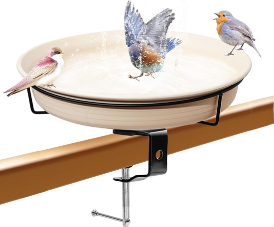 Bain D'oiseaux Pour Balustrade De Terrasse, Balustrade De Balcon | Mangeoire à Oiseaux Réglable Avec Pince En Métal Pour Jardin, Terrasse, Cour, Balcon, Clôture