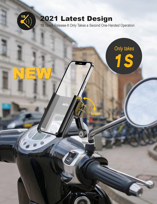 Interphone Mobiele Telefoonhouder Fietsstuur - Quiklox 360° Draaibaar | Universeel Voor Fiets En E-Bike