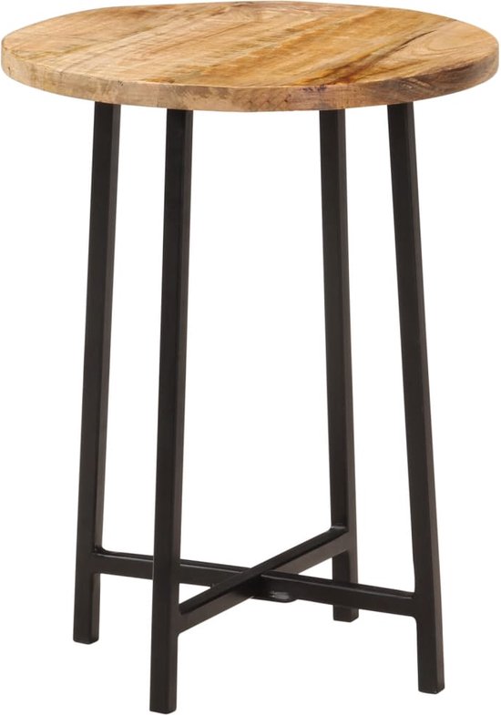 VidaXL Salontafel 35x35x30 Cm Massief Ruw Mangohout - Industrieel Design Met Opbergruimte