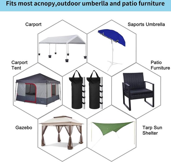 KAMEUN Jeu de 4 Poids pour Gazebo, Sacs de Sable Poids 600D de Qualité Industrielle pour Jardin