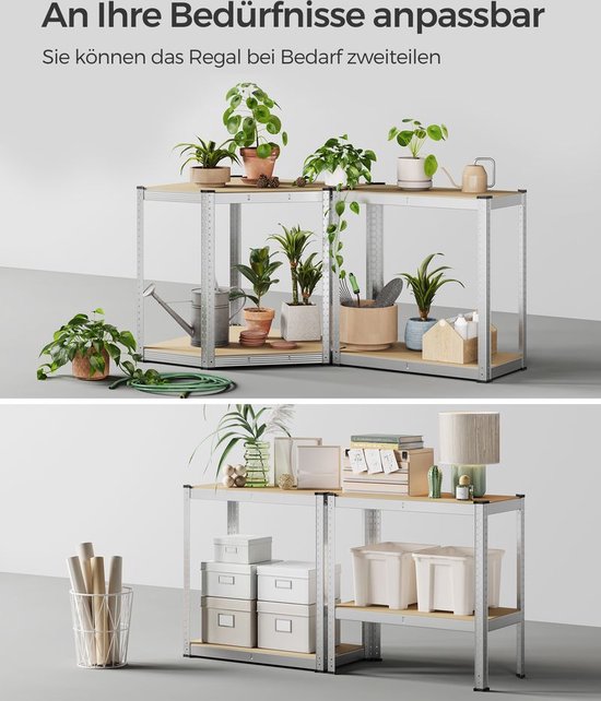 SONGMICS hoekplankenset 4 niveaus, zware metalen plank, opbergplank