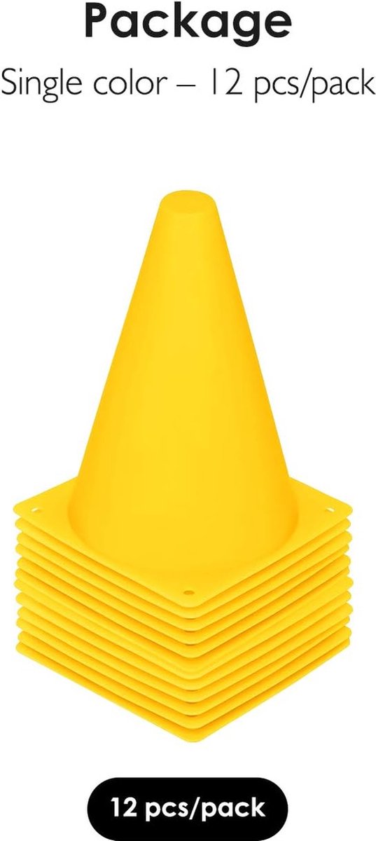 Lot De 12 Cônes D'Entraînement Sportif En Plastique - 19 Cm De Haut, 4 Couleurs, Pour Football, Rugby, Agilité