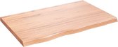 vidaXL - Wastafelblad - 80x50x(2-4) - cm - behandeld - massief - hout - lichtbruin