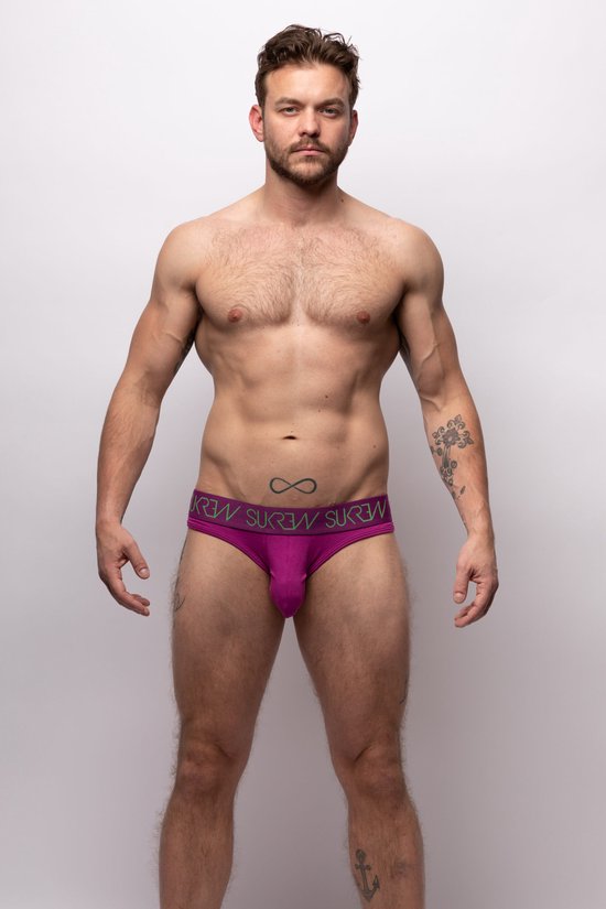 Sukrew V-Brief Wicked Collection Multipack 1 x Verdant Green + 1 x Deep Purple - Size S - MAAT S - Heren Ondergoed - Jockstrap voor Man - Mannen Jock