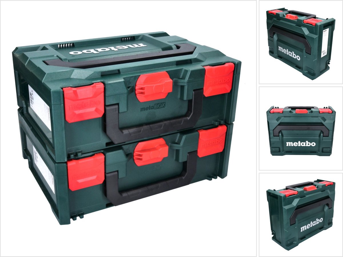 Metabo metaBOX 145 set 2x systeemgereedschapskoffer stapelbaar 396 x 296 x 145 mm - zonder inzetstuk