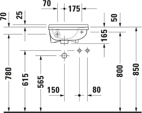 Duravit lave-mains Starck 3 trou robinet droite blanc 40cm