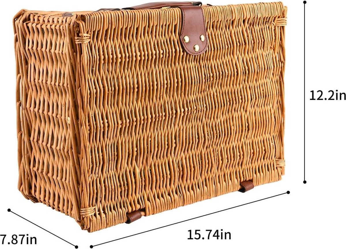 Cadeau Voor Picknickliefhebbers EIRONA Willow Picknickmand Voor 4 Personen - Met Geïsoleerde Koeler, Waterdichte Deken En Bestekset Picknicset Compleet