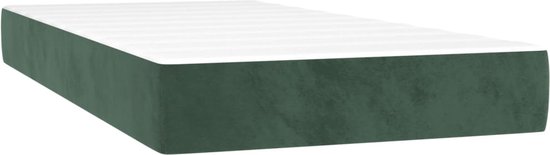The Living Store Lit Velours Vert Foncé 203x100x78/88 cm - LED - Ressorts ensachés