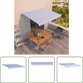 Auvent extensible The Living Store - polyester - 400x350 cm - bleu/blanc
