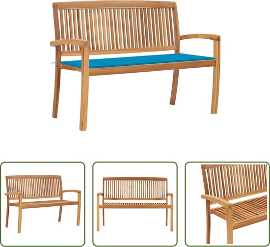 The Living Store Teak Tuinbank - Klassieke Houten - Bankje - 128.5 x 57.5 x 90 cm