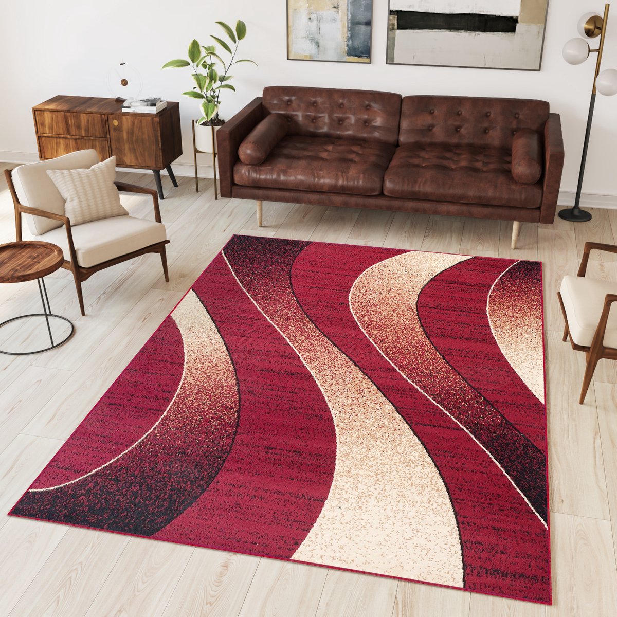Tapiso Dream Vloerkleed Rood Modern Abstract Woonkamer Tapijt Maat- 180x250
