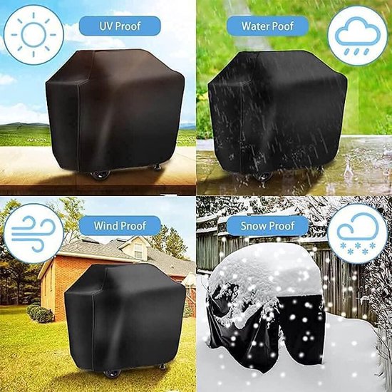 Barbecue Cover - Waterdicht 132x66x109 CM 420D Heavy Duty - Grote BBQ Grill Cover met klittenband - Outdoor Barbecue Gas Grill Cover Winddicht UV Bestand & Scheurbestendig - Zwart — afbeelding 4
