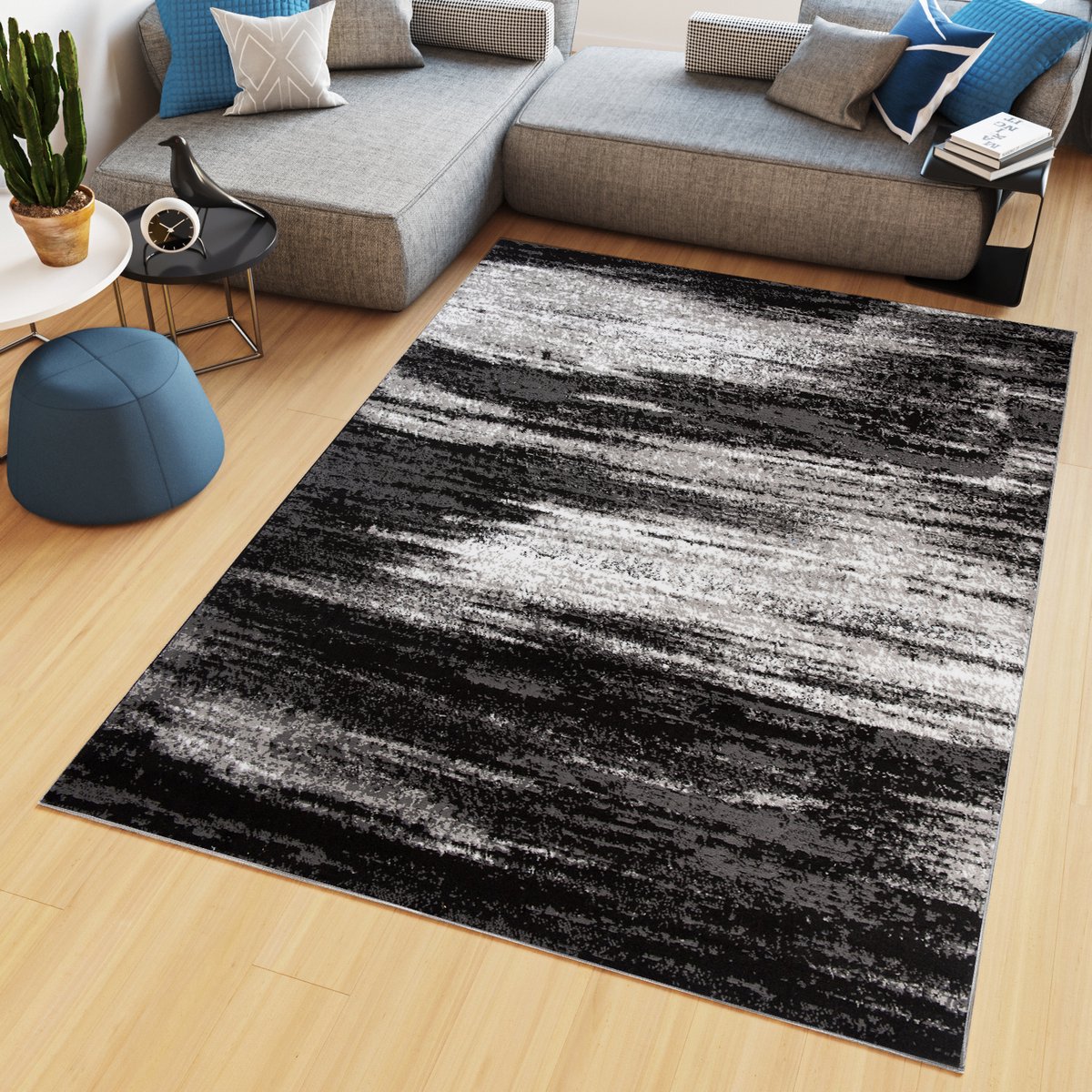 Tapiso Maya Vloerkleed Antraciet Woonkamer Kleed Tapijt Maat- 160x230