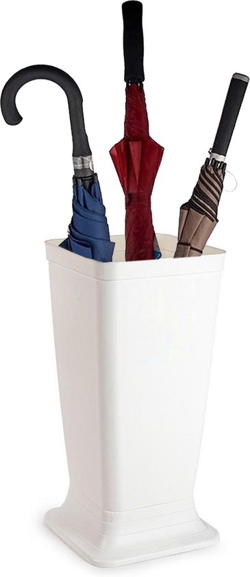 Plasticforte Porte-parapluie/Porte-parapluie Uni - blanc ivoire - plastique lisse - D26 x H52 cm - sur socle surélevé - bac collecteur