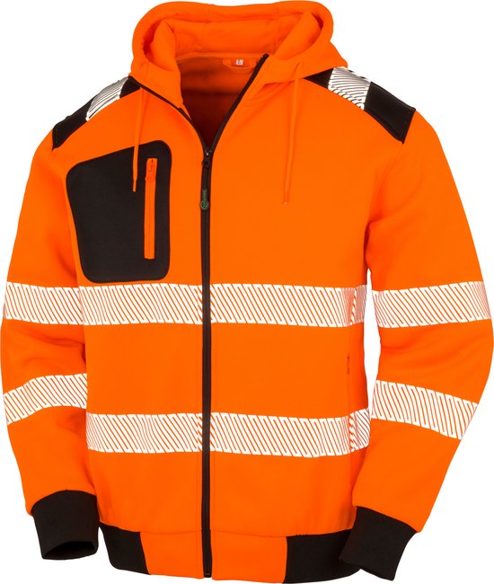 Result Gerecyclede veiligheidssweater met capuchon R503X - Fluorescent Orange - M